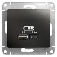 Розетка USB Glossa тип A+C 5В/2.4А 2х5В/1.2А механизм антрацит SchE GSL000739