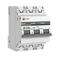 Выключатель автоматический модульный 3п D 3.15А 4.5кА ВА 47-63 PROxima EKF mcb4763-3-3.15D-pro