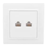 Розетка компьютерная + телефонная 2-м СП Минск RJ45 + Phone бел. Basic EKF ERK00-135-10