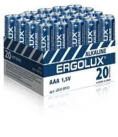 Элемент питания алкалиновый AAA/LR03 1.5В Alkaline BP-20 ПРОМО (уп.20шт) Ergolux 14674