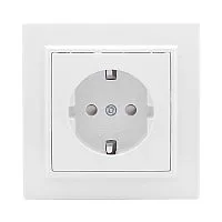 Розетка 1-м СП Минск 16А IP20 с заземл. защ. шторки бел. Basic EKF ERR16-028-100