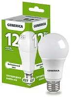 Лампа светодиодная A60 12Вт грушевидная 4000К E27 230В GENERICA LL-A60-12-230-40-E27-G