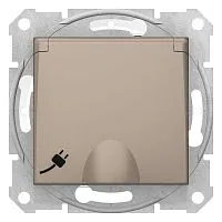 Розетка 1-м СП Sedna 16А IP44 с заземл. быстрозажим. контакты защ. шторки с крышкой механизм титан SchE SDN3100568