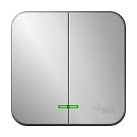 Выключатель 2-кл. ОП Blanca 10А IP20 (сх. 5) 250В с подсветкой с изолир. пластиной алюм. SchE BLNVA105113