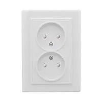Розетка 2-м СП Минск 10А IP20 без заземл. защ. шторки бел. Basic EKF ERR10-102-100