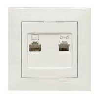 Розетка компьютерная + телефонная 2-м СП Валенсия RJ45 + RJ11 бел. PROxima EKF EWK02-035-30