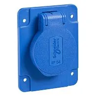 Розетка силовая 10/16А 65х85мм винты сбоку IP54 син. SchE PKS62B