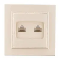 Розетка компьютерная + телефонная 2-м СП Минск RJ45 + Phone беж. EKF ERK00-135-20