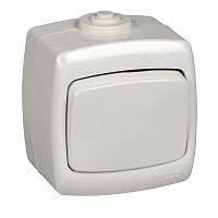 Переключатель проходной 1-кл. ОП Рондо 10А IP44 250В бел. SchE VA610-126B-BI