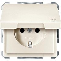 Розетка 1-м СП Merten Aquadesign 16А IP44 с крышкой механизм беж. SchE MTN2414-4044