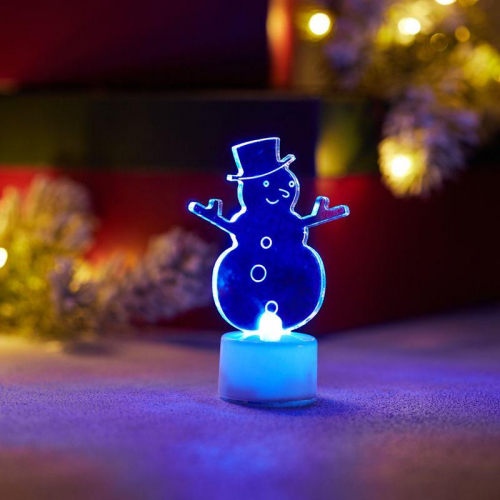 Фигура светодиодная "Снеговик в шляпе" 10см 1LED RGB 1.5Вт 4.5В IP20 на подставке элементы питания 3хAG13(LR44) (в компл.) Neon-Night 501-043 фото 5