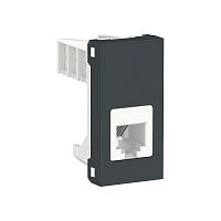 Розетка телефонная 1-м 1мод. Unica Modular RJ12 антрацит SchE NU349154