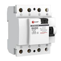 Выключатель дифференциального тока (УЗО) 4п 25А 30мА (электрон.) Basic EKF elcb-4-25-30e-sim