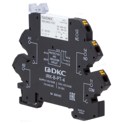 Реле интерфейсное 1CO ком. ток 6А AgSnO2 напряжение 110В AC/DC push-in клеммы DKC IRK-110UC-1CO-PT фото 2
