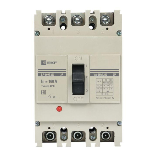 Выключатель автоматический 3п 250/160А 35кА ВА-99М PROxima EKF mccb99-250-160m фото 4