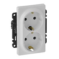 Розетка 2-м СП Valena Life 16А IP20 250В 2х2P+E безвинт. клеммы с лицев. панелью механизм бел. Leg 753127