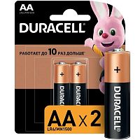 Элемент питания алкалиновый AA/LR6/MN 1500 Basic BP-2 (блист.2шт) Duracell Б0014044/Б0026814