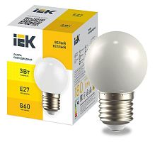 Лампа светодиодная декор. G60 3Вт шар тепл. бел. E27 230В IEK LLE-G60-3-230-WW-E27