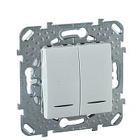 Выключатель 2-кл. 2мод. СП Unica 10А IP20 (2х(сх. 1а)) с подсветкой механизм бел. SchE MGU5.0101.18NZD