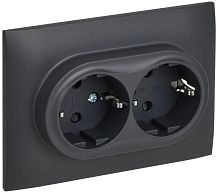 Розетка 2-м SKANDY 16А с заземл. защ. шторки в сборе SK-R07T титан IEK SK-R24-16-K48-F