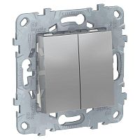 Выключатель 2-кл. 2мод. СП Unica New IP21 (сх. 5) механизм алюм. SchE NU521130