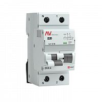 Выключатель автоматический дифференциального тока 2п (1P+N) D 20А 100мА тип AC 6кА DVA-6 Averes EKF rcbo6-1pn-20D-100-ac-av