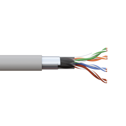 Кабель витая пара F/UTP кат.5E 4 пары 24 AWG solid PVC сер. TERACOM PRO EKF TRP-5EFTP-04PVC-GY-IN3 фото 2