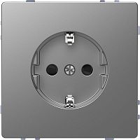 Розетка 1-м СП Merten D-Life 16А IP20 с заземл. защ. шторки винт. клеммы SD нерж. сталь SchE MTN2400-6036