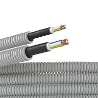 Труба гофрированная ПВХ гибкая d16мм с кабелем ВВГнг(А)-LS 3х1.5 РЭК ГОСТ+ сер. (уп.25м) DKC 9L91625