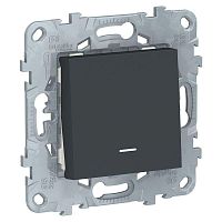 Выключатель 1-кл. 2мод. СП Unica New IP21 (сх. 1а) с подсветкой механизм антрацит SchE NU520154N
