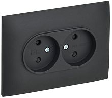 Розетка 2-м SKANDY 10А без заземл. защ. шторки в сборе SK-R09G графит IEK SK-R23-10-K53-F