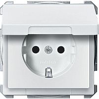 Розетка 1-м СП Merten 16А IP20 2P+E с заземл. защ. шторки с крышкой QF SD механизм полярн. бел. SchE MTN2310-4019