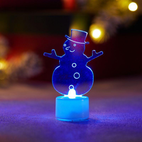 Фигура светодиодная "Снеговик в шляпе" 10см 1LED RGB 1.5Вт 4.5В IP20 на подставке элементы питания 3хAG13(LR44) (в компл.) Neon-Night 501-043 фото 2